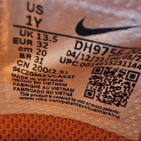 Nike Dunk Low (GS) Phantom Black Safety Orange "Halloween" Kid’s Size 1y - Picture 8 of 8